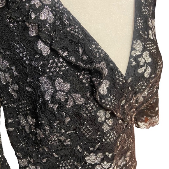 Rabbit Rabbit Rabbit Designs Fit & Flare Cocktail Dress Size 12 Black Silver - Picture 6 of 13